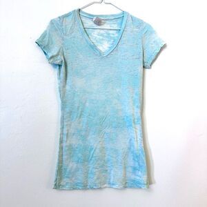 FreeLoader Tie Dye Slub Knit Cotton Blend Short Sleeve Tee Green Medium